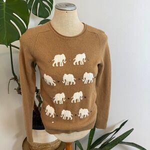 J Crew Women Sweater Brown Elephant Crew Neck Long Sleeve‎ Size M